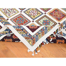 Load image into Gallery viewer, 10&#39;x14&#39; Ivory, Pure Wool Hand Knotted, Hi-Lo Pile Neem Buft Soumak Garden Design, Oriental Rug FWR483822