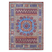 Load image into Gallery viewer, 10&#39;x14&#39;3&quot; Red, Hand Knotted Mamluk Design Vegetable Dyes, Thick and Plush Hand Spun New Zealand Wool, Oriental Rug FWR483846