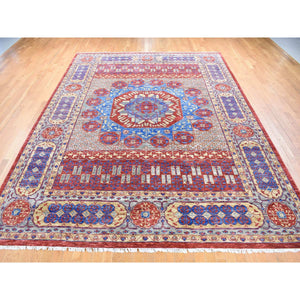 10'x14'3" Red, Hand Knotted Mamluk Design Vegetable Dyes, Thick and Plush Hand Spun New Zealand Wool, Oriental Rug FWR483846