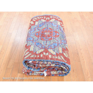 10'x14'3" Red, Hand Knotted Mamluk Design Vegetable Dyes, Thick and Plush Hand Spun New Zealand Wool, Oriental Rug FWR483846