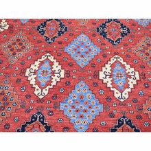 Load image into Gallery viewer, 10&#39;x14&#39; Imperial Red, Afghan Ersari with All Over Geometric Design, Pure Wool Hand Knotted, Oriental Rug FWR483852