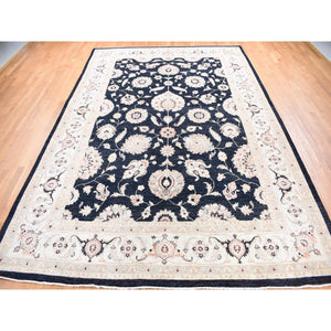 10'x14'7" Rich Black, 100% Wool Hand Knotted, Peshawar with Mahal Design Oriental Rug FWR483882