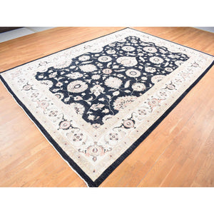 10'x14'7" Rich Black, 100% Wool Hand Knotted, Peshawar with Mahal Design Oriental Rug FWR483882
