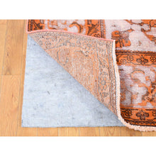 Load image into Gallery viewer, 8&#39;1&quot;x10&#39;9&quot; Vivid Orange, Overdyed Vintage Persian Tabriz Barjasta Design, Soft Wool Hand Knotted, Oriental Rug FWR483990