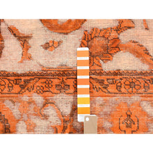 Load image into Gallery viewer, 8&#39;1&quot;x10&#39;9&quot; Vivid Orange, Overdyed Vintage Persian Tabriz Barjasta Design, Soft Wool Hand Knotted, Oriental Rug FWR483990