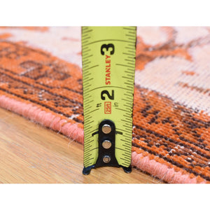 8'1"x10'9" Vivid Orange, Overdyed Vintage Persian Tabriz Barjasta Design, Soft Wool Hand Knotted, Oriental Rug FWR483990