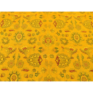 8'2"x10'1" Golden Brown, Overdyed Persian Design, Pure Wool Hand Knotted Oriental Rug FWR484002