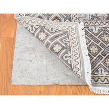 Load image into Gallery viewer, 10&#39;1&quot;x14&#39;2&quot; Ivory, Mughal Inspired Medallions Design, Silk and Textured Wool Hand Knotted, Oriental Rug FWR484116