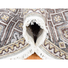 Load image into Gallery viewer, 10&#39;1&quot;x14&#39;2&quot; Ivory, Mughal Inspired Medallions Design, Silk and Textured Wool Hand Knotted, Oriental Rug FWR484116