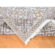Load image into Gallery viewer, 10&#39;1&quot;x14&#39;2&quot; Ivory, Mughal Inspired Medallions Design, Silk and Textured Wool Hand Knotted, Oriental Rug FWR484116