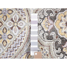 Load image into Gallery viewer, 10&#39;1&quot;x14&#39;2&quot; Ivory, Mughal Inspired Medallions Design, Silk and Textured Wool Hand Knotted, Oriental Rug FWR484116