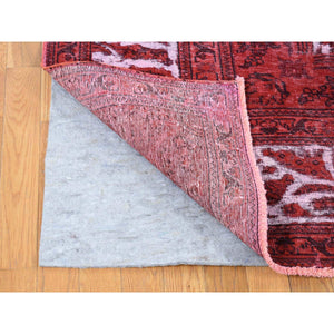 8'7"x10'8" Red Overdyed, Pure Wool Persian Tabriz, Hi-low Hand Knotted, Oriental Rug FWR484170