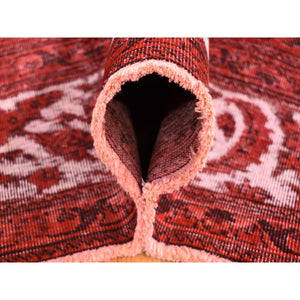 8'7"x10'8" Red Overdyed, Pure Wool Persian Tabriz, Hi-low Hand Knotted, Oriental Rug FWR484170