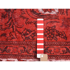 8'7"x10'8" Red Overdyed, Pure Wool Persian Tabriz, Hi-low Hand Knotted, Oriental Rug FWR484170