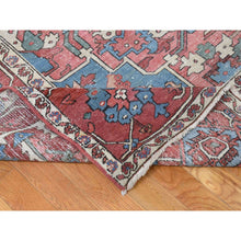 Load image into Gallery viewer, 12&#39;3&quot;x18&#39;6&quot; Blush Red, Antique Persian Serapi Heriz with Helicopter Design, Even Wear, Clean, Sides and Ends Professionally Secured, Hand Knotted, Pure Wool, Oversized Oriental Rug FWR484188
