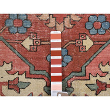 Load image into Gallery viewer, 12&#39;3&quot;x18&#39;6&quot; Blush Red, Antique Persian Serapi Heriz with Helicopter Design, Even Wear, Clean, Sides and Ends Professionally Secured, Hand Knotted, Pure Wool, Oversized Oriental Rug FWR484188