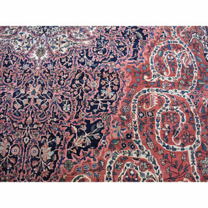 14'3"x20'3" Ruby Red XL Antique Persian Fereghan Sarouk, Even Wear, Sides and Ends Professionally Secured, Clean and Soft with No Repairs, Hand Knotted, Pure Wool Oriental Rug FWR484194