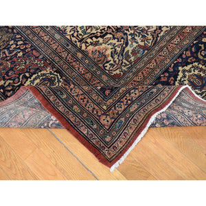 14'3"x20'3" Ruby Red XL Antique Persian Fereghan Sarouk, Even Wear, Sides and Ends Professionally Secured, Clean and Soft with No Repairs, Hand Knotted, Pure Wool Oriental Rug FWR484194