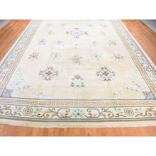 Load image into Gallery viewer, 13&#39;9&quot;x23&#39;5&quot; Ivory, Vintage Chinese, Ming Dynasty, Hand Knotted, Full Pile, XL, Sides and Edges Professionally Secured, Pure Wool Oriental Rug FWR484206