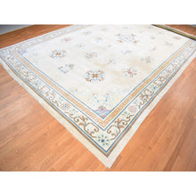 Load image into Gallery viewer, 13&#39;9&quot;x23&#39;5&quot; Ivory, Vintage Chinese, Ming Dynasty, Hand Knotted, Full Pile, XL, Sides and Edges Professionally Secured, Pure Wool Oriental Rug FWR484206