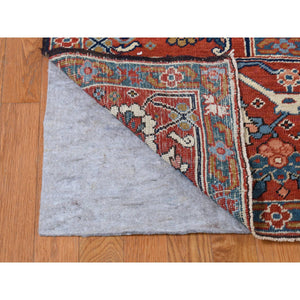11'x17'6" Midnight Blue with Rust, Antique Persian Serapi Heriz, Rare Gold Color Throughout, Good Condition, Clean, No Repairs, Hand Knotted, Pure Wool Oriental Overzized Rug FWR484212