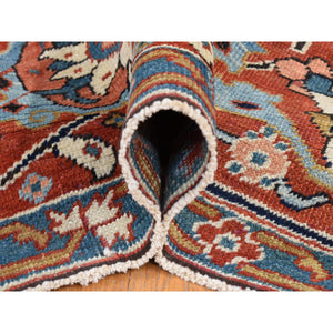 11'x17'6" Midnight Blue with Rust, Antique Persian Serapi Heriz, Rare Gold Color Throughout, Good Condition, Clean, No Repairs, Hand Knotted, Pure Wool Oriental Overzized Rug FWR484212