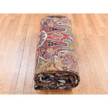 Load image into Gallery viewer, 11&#39;x17&#39;6&quot; Midnight Blue with Rust, Antique Persian Serapi Heriz, Rare Gold Color Throughout, Good Condition, Clean, No Repairs, Hand Knotted, Pure Wool Oriental Overzized Rug FWR484212