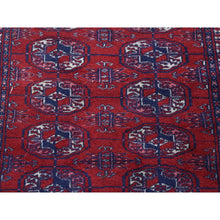Load image into Gallery viewer, 3&#39;1&quot;x5&#39;4&quot; Crimson Red, Old Turkeman Bokara, Elephant Feet Medallions, Soft and Supple, Full Even Pile, Clean with Sides and Ends Professionally Secured, Hand Knotted, Pure Wool Oriental Rug FWR484314