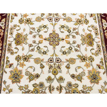 Load image into Gallery viewer, 4&#39;x6&#39;2&quot; Ivory, Rajasthan with All Over Leaf Scroll Flower Design, Wool and Silk, Hand Knotted Oriental Rug FWR484320