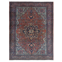 Load image into Gallery viewer, 9&#39;x12&#39; Barn Red, Antique Persian Feraghan Sarouk, Evenly Worn Soft and Supple, Hand Knotted Soft Wool, No Repairs, Clean, Sides and Edges Professionally Secured, Oriental Rug FWR484332