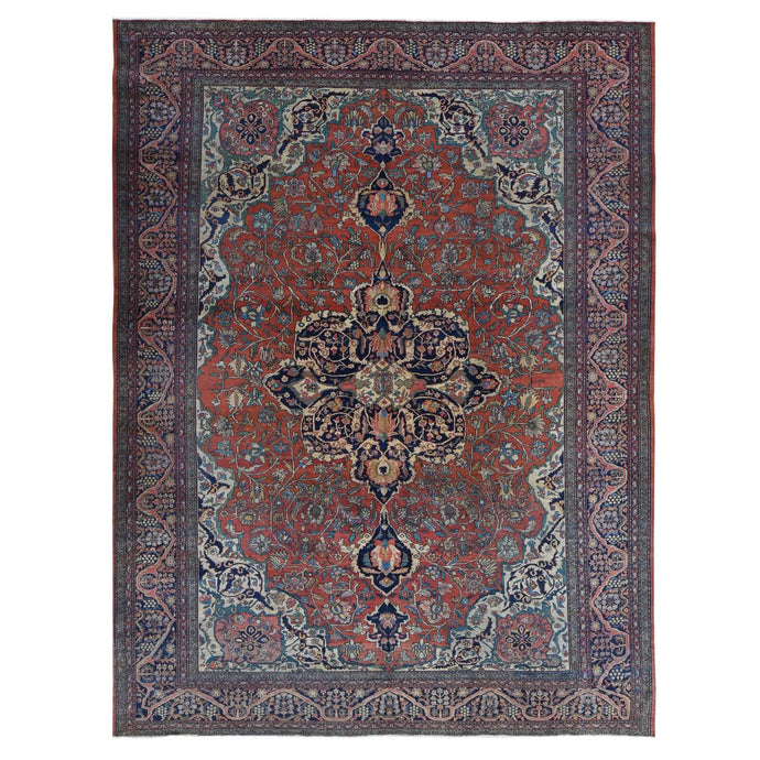 9'x12' Barn Red, Antique Persian Feraghan Sarouk, Evenly Worn Soft and Supple, Hand Knotted Soft Wool, No Repairs, Clean, Sides and Edges Professionally Secured, Oriental Rug FWR484332