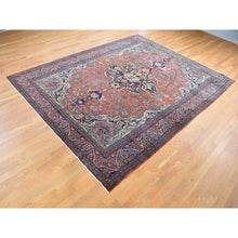 Load image into Gallery viewer, 9&#39;x12&#39; Barn Red, Antique Persian Feraghan Sarouk, Evenly Worn Soft and Supple, Hand Knotted Soft Wool, No Repairs, Clean, Sides and Edges Professionally Secured, Oriental Rug FWR484332