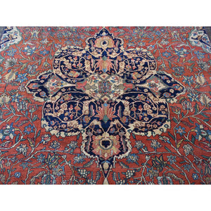 9'x12' Barn Red, Antique Persian Feraghan Sarouk, Evenly Worn Soft and Supple, Hand Knotted Soft Wool, No Repairs, Clean, Sides and Edges Professionally Secured, Oriental Rug FWR484332