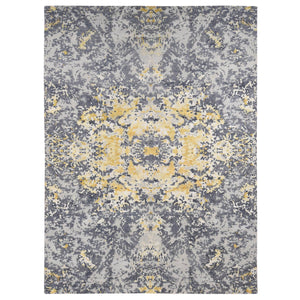 10'x13'10" Ash Gray, Modern Abstract Design, Wool And Silk Hand Knotted, Oriental Rug FWR484362