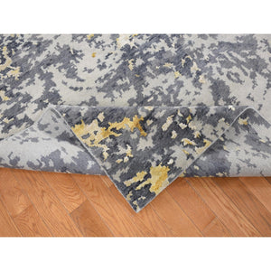 10'x13'10" Ash Gray, Modern Abstract Design, Wool And Silk Hand Knotted, Oriental Rug FWR484362