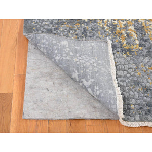 9'x12' Gray and Gold, Persian Large Medallion Design, Wool and Pure Silk Hand Knotted, Oriental Rug FWR484368