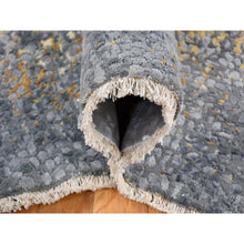 Load image into Gallery viewer, 9&#39;x12&#39; Gray and Gold, Persian Large Medallion Design, Wool and Pure Silk Hand Knotted, Oriental Rug FWR484368