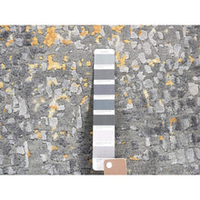 Load image into Gallery viewer, 9&#39;x12&#39; Gray and Gold, Persian Large Medallion Design, Wool and Pure Silk Hand Knotted, Oriental Rug FWR484368