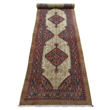 Load image into Gallery viewer, 3&#39;2&quot;x14&#39;10&quot; Taupe Brown, Antique Persian Camel Hair Serab, Pure Wool, Hand Knotted, Clean, Sides and Ends Professionally Secured, Wide and Extra Long Runner, Oriental Rug FWR484374