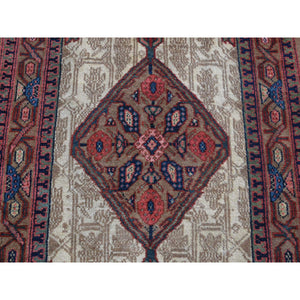 3'2"x14'10" Taupe Brown, Antique Persian Camel Hair Serab, Pure Wool, Hand Knotted, Clean, Sides and Ends Professionally Secured, Wide and Extra Long Runner, Oriental Rug FWR484374