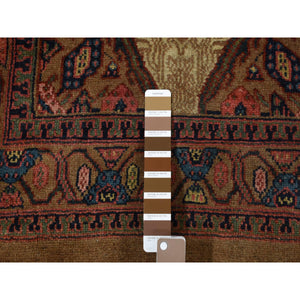3'2"x14'10" Taupe Brown, Antique Persian Camel Hair Serab, Pure Wool, Hand Knotted, Clean, Sides and Ends Professionally Secured, Wide and Extra Long Runner, Oriental Rug FWR484374