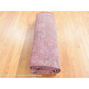 8'1"x11' Barn Red, Overdyed Persian Tabriz Hi-low Vintage, Pure Wool Hand Knotted, Oriental Rug FWR484398