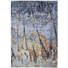 Load image into Gallery viewer, 10&#39;x14&#39; Sea Blue with Mix of Brown, Fossil Design, Wool and Silk, Hand Knotted Oriental Rug FWR484422