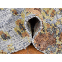 Load image into Gallery viewer, 10&#39;x14&#39; Sea Blue with Mix of Brown, Fossil Design, Wool and Silk, Hand Knotted Oriental Rug FWR484422