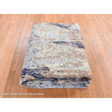Load image into Gallery viewer, 10&#39;x14&#39; Sea Blue with Mix of Brown, Fossil Design, Wool and Silk, Hand Knotted Oriental Rug FWR484422
