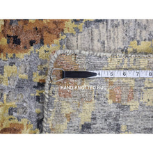 Load image into Gallery viewer, 10&#39;x14&#39; Sea Blue with Mix of Brown, Fossil Design, Wool and Silk, Hand Knotted Oriental Rug FWR484422