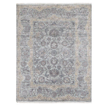 Load image into Gallery viewer, 7&#39;10&quot;x10&#39; Light Green, Pure Silk with Textured Wool Mughal Design Hand Knotted Oriental Rug FWR484434
