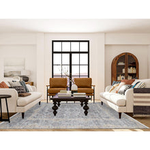 Load image into Gallery viewer, 7&#39;10&quot;x10&#39; Light Green, Pure Silk with Textured Wool Mughal Design Hand Knotted Oriental Rug FWR484434