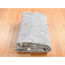 Load image into Gallery viewer, 7&#39;10&quot;x10&#39; Light Green, Pure Silk with Textured Wool Mughal Design Hand Knotted Oriental Rug FWR484434