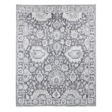Load image into Gallery viewer, 7&#39;9&quot;x10&#39; Thunder Gray, Hand Knotted Oushak Influence Silk with Textured Wool Oriental Rug FWR484440